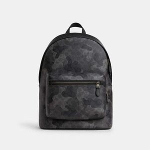 New Coach West Backpack In Signature Camo Print Gunmetal/Grey Multi CW311 $550